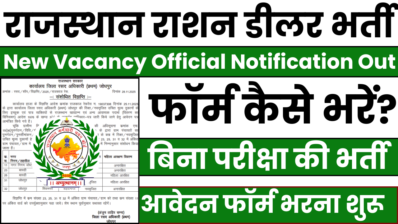 Rajasthan Ration Dealer Bharti 2025